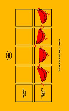 C+P taco bar loyalty card with stamp grid and Free Cocktail reward