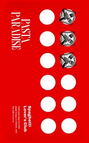 Pasta Paradise Spaghetti Lover's Club loyalty card with stamp grid